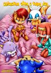 anthro barefoot bbmbbf bed bed_sheet bedding blaze_the_cat breasts clothing half_naked mobius_unleashed nightgown on_bed palcomix pussy relaxation_after_a_tiring_day_(sonic_the_hedgehog) robe rouge_the_bat sally_acorn side_boob sonic_(series) sonic_the_hedgehog tikal_the_echidna under_covers video_games 