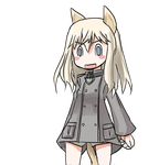  1girl animal_ears blonde_hair blue_eyes blush highres long_hair military_uniform msgtkurage open_mouth ottilie_kittel strike_witches tail thighs world_witches_series 