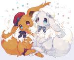  :p alternate_color bad_id bad_twitter_id blue_eyes blush clothed_pokemon creatures_(company) eevee fluffy game_freak gen_1_pokemon grey_ribbon hat heterochromia hideko_(l33l3b) highres looking_at_viewer neck_ribbon nintendo pokemon pokemon_(creature) purple_eyes red_hat ribbon shiny_pokemon sparkling_eyes tears tongue tongue_out white_background white_hat 