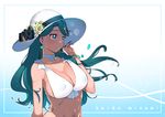  aqua_hair bare_arms bare_shoulders bikini black_bow blue_eyes bow bracelet braid breasts character_name choker cleavage collarbone covered_nipples earrings flower go!_princess_precure hair_over_shoulder hand_on_headwear hat hat_bow hat_flower hat_ornament jewelry kaidou_minami large_breasts long_hair looking_afar precure ribbon_choker rose rumo single_braid solo sun_hat swimsuit upper_body white_bikini white_bow white_choker white_hat yellow_flower yellow_rose 