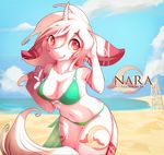  5_fingers bikini breach breasts clothing cutie_mark day equine fan_character female fur hair horn legacy350 mammal my_little_pony navel outside sky smile swimsuit unicorn wide_hips 