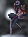  bandanna belt bulge chaps clothed clothing cowboy dancing ear_piercing fur hat jockstrap leather male mammal metal-head-rush muscular nipples partially_clothed piercing pole rat rodent stripper tiptoe_(character) underwear vest 