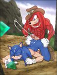  big_penis butt butt_grab chaos_emerald cowboy cum echidna hand_on_butt hot_dogging knuckles_the_echidna male male/male mammal monotreme muscular penis purple_eyes sonic_(series) sonic_the_hedgehog 