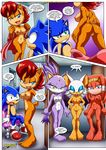  anthro bat bbmbbf big_breasts blaze_the_cat breasts chipmunk clothing dialogue echidna eyeliner headband hedgehog lipstick makeup mammal mobius_unleashed monotreme nude palcomix pussy robe rodent rouge_the_bat sally_acorn seductive sonic_(series) sonic_the_hedgehog tikal_the_echidna undressing 