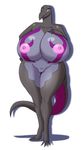  2017 anthro anthrofied big_breasts breasts deadpliss female hand_on_breast huge_breasts invalid_tag ipan nintendo nipples nude pok&eacute;mon pok&eacute;morph pussy salazzle shadow simple_background smile solo video_games white_background 