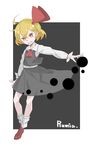  blonde_hair character_name d: full_body hair_ribbon highres o_(crazyoton46) open_mouth outstretched_arm red_eyes ribbon rumia shirt short_hair skirt touhou v-shaped_eyebrows vest 