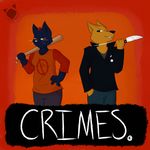  2017 anthro bat canine cat clothing digital_media_(artwork) feline fluffihoodie fox fur gregg_(nitw) hair knife mae_(nitw) mammal night_in_the_woods simple_background video_games 