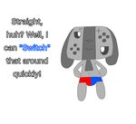  bulge clothing dialogue male navel simple_background smile solo switch_dog underwear 