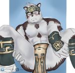  2017 abs anthro barmaku bear blush bulge canine clothing horkeukamui male mammal muscular muscular_male solo tokyo_afterschool_summoners 