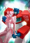  1girl autobot couple elita_one glowing glowing_eyes good_end hetero holding_hands insignia leaning_on_person mecha optimus_prime original redesign robot science_fiction spoilers transformers yhykurama 