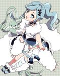  altaria aqua_eyes aqua_hair asymmetrical_hair earrings legs legwear lucia_(pokemon) midriff navel open_mouth pokemon pokemon_(creature) pokemon_(game) ponytail shoes skirt stripoed_legwear tiara 