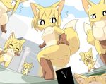  1boy 6girls artist_request blonde_hair censored fox furry nude penis short_hair 