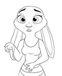  2017 anthro breasts buckteeth clothing disney ears_down female half-length_portrait halter_top hamsy judy_hopps lagomorph long_ears looking_at_viewer mammal monochrome open_mouth panties portrait rabbit simple_background solo teeth underwear white_background zootopia 