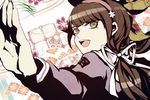  blush brown_eyes brown_hair chibashira_tenko hairband long-hair new_danganronpa_v3 seifuku smile twintails 