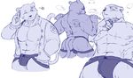  5_fingers band-aid bandage blush bulge butt clothing exercise feline jockstrap male mammal muscular nipples open_jacket panther sheeporwolf simple_background solo sweat underwear workout 