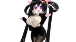  3d ariane black_hair breasts hair_ornament hair_ribbon large_breasts long_hair necklace pantyhose silo9 skirt smile symbol-shaped_pupils 