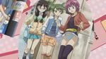  3girls multiple_girls nogizaka_haruka_no_himitsu panties skirt striped_panties underwear wind 