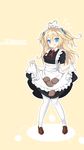  @_@ alternate_costume apron bad_id bad_pixiv_id blonde_hair blue_eyes blush character_name enmaided fang flying_sweatdrops full_body hair_between_eyes highres long_hair looking_at_viewer maid o'bannon_(zhan_jian_shao_nyu) open_mouth potato sasya skirt skirt_basket smile solo standing two_side_up wavy_mouth white_legwear zhan_jian_shao_nyu 