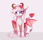  &lt;3 &lt;3_eyes blue_eyes eyelashes fan_character female feral hair hooves magnaluna membranous_wings my_little_pony pink_hair sitting smile solo wings 