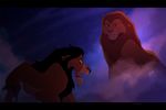  black_bars black_hair brown_fur disney duo feline fur green_eyes hair kitchiki lion male mammal mufasa open_mouth orange_fur red_hair scar_(lion_king) teeth the_lion_king tongue 