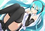  abmayo aqua_eyes arm_tattoo bare_shoulders between_breasts black_footwear black_legwear black_skirt blue_hair boots breasts closed_mouth collared_shirt convenient_leg detached_sleeves dutch_angle fingers_together hair_between_eyes hatsune_miku headphones highres knees_together_feet_apart long_hair long_sleeves looking_at_viewer miniskirt nail_polish necktie necktie_between_breasts number_tattoo pink_nails pleated_skirt purple_neckwear shiny shiny_hair shirt skirt sleeveless sleeveless_shirt small_breasts smile solo squatting steepled_fingers tattoo thigh_boots thighhighs thighs twintails very_long_hair vocaloid white_shirt wing_collar 