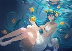  air_bubble aqua_eyes aqua_hair bare_legs blue_hair blue_nails bubble butterflyfish dated dress fish floating_hair flower hair_flower hair_ornament hatsune_miku head_wreath highres lian_yao light_smile long_hair nail_polish petals shinkai_shoujo_(vocaloid) shoes signature sleeveless sleeveless_dress solo submerged sundress tattoo twintails underwater very_long_hair vocaloid white_dress white_footwear 