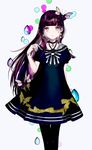  absurdres bandaged_fingers bandages blush brown_eyes bug butterfly choker dress heart heart-shaped_pupils highres insect jewelry long_hair multicolored_hair nail_polish open_mouth original pantyhose purple_hair ring shikishima_(eiri) solo standing symbol-shaped_pupils 