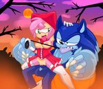  &lt;3 amy_rose anthro areola breasts clothed clothing costume cowgirl_(disambiguation) domination duo erection female female_domination halloween hedgehog holidays leash little_red_riding_hood_(copyright) male mammal nipples nude open_mouth outside penetration penis pussy sex sonic_(series) sonic_the_werehog vaginal video_games 