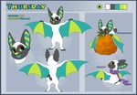  bat blue_eyes female feral food fruit kitchiki mammal membranous_wings pumpkin scarf smile solo swhite_fur wings 