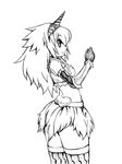  1girl camel_(dansen) fake_horns female kirin_(armor) monochrome monster_hunter profile solo 