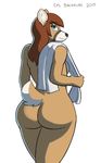  2017 anthro blue_eyes breasts brown_fur brown_hair butt cervine corporalbackrubs deer digital_media_(artwork) female fur hair hi_res holding_towel long_hair looking_at_viewer looking_back mammal multicolored_fur nude side_boob simple_background smile solo standing towel two_tone_fur white_background white_fur wide_hips 