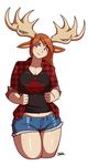  blazbaros breasts freckles large_breasts moose_girl red_hair 