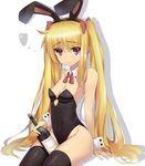  animal_ears arm_support bare_shoulders black_legwear blonde_hair bottle breasts bunny_ears bunny_girl bunny_tail bunnysuit cafeore covered_navel detached_collar eyebrows_visible_through_hair fake_animal_ears fate_testarossa hair_ribbon highleg highleg_leotard impossible_clothes leotard long_hair lyrical_nanoha mahou_shoujo_lyrical_nanoha red_eyes ribbon sitting small_breasts solo tail thighs twintails very_long_hair wine_bottle wrist_cuffs 