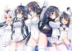  ahoge akashio_(loli_ace) bangs black_hair blonde_hair blush breasts brown_eyes collarbone commentary_request covered_navel covered_nipples cowboy_shot dress emperor_penguin_(kemono_friends) gentoo_penguin_(kemono_friends) gradient gradient_background hair_over_one_eye headphones highleg highleg_leotard highres hood hoodie humboldt_penguin_(kemono_friends) kemono_friends large_breasts leotard long_hair long_sleeves looking_at_viewer medium_breasts miniskirt multicolored_hair multiple_girls one_eye_closed open_mouth orange_hair outstretched_arm penguins_performance_project_(kemono_friends) pink_hair pleated_skirt red_eyes red_hair rockhopper_penguin_(kemono_friends) royal_penguin_(kemono_friends) short_dress short_hair skirt smile thighhighs twintails white_background white_legwear white_leotard white_skirt 