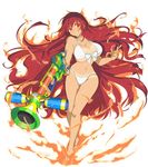  1girl bikini breasts flames homura_(senran_kagura) large_breasts red_hair senran_kagura senran_kagura_peach_beach_splash 