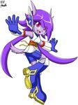  anthro boots clothed clothing dragon female footwear freedom_planet freedom_planet_2 gloves hair long_hair purple_eyes purple_hair sash_lilac signature simple_background solo square_crossover vgafanatic video_games 