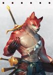  abs anthro biceps canine clothing digital_media_(artwork) fur male mammal moodraw muscular muscular_male nipples pecs wolf 