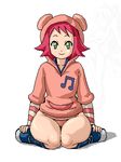  beamed_eighth_notes hibiki_misora isu jacket lowres musical_note musical_note_print no_panties no_pants nude rockman ryuusei_no_rockman shirogane_luna short_hair when_you_see_it 