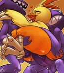  &lt;3 atryl avian beak bird blush combusken double_penetration feathers female group group_sex looking_pleasured male male/female nintendo penetration penis pok&eacute;mon sableye sex simple_background talons threesome video_games 