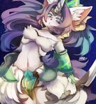  artist_request furry legend_of_mana long_hair open_mouth purple_hair sierra teal_eyes wolf 