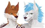  ambiguous_gender anthro canine duo fur hair looking_at_viewer mammal melamoryblack nude simple_background smile 