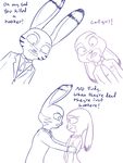  2017 anthro archer_(series) buckteeth clothed clothing comic dialogue disney duo english_text female humor jack_savage judy_hopps lagomorph male mammal parody police_uniform rabbit restricted_palette simple_background suit teeth text tggeko uniform white_background zootopia 