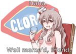  :d arm_at_side bleach_(chemical) blush breasts chair clorox disco_brando drooling english hair_between_eyes hair_censor kantai_collection light_brown_hair long_hair looking_at_viewer medium_breasts meme nude open_mouth pola_(kantai_collection) saliva sitting smile solo suicide twitter_username upper_body wavy_hair 