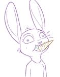 2017 anthro buckteeth clothed clothing derp_eyes dessert disney eating female food ice_cream judy_hopps lagomorph mammal rabbit restricted_palette simple_background solo teeth tggeko white_background wide_eyed zootopia 