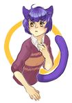  animal_humanoid cat_humanoid clothed clothing feline fur hair humanoid male mammal melamoryblack open_mouth simple_background solo 