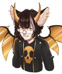  animal_humanoid clothed clothing dragon dragon_humanoid eyewear fangs glasses horn humanoid looking_at_viewer male melamoryblack solo wings 
