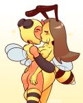  antennae arthropod bee blush bottomless butt clothed clothing female female/female french_kissing hymenopteran insect kissing lin_(nekuzx) nekuzx nintendo nude pok&eacute;mon pok&eacute;mon_(species) vespiquen video_games 