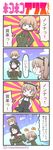  4koma adachi_fumio bangs black_footwear black_hair black_hairband black_legwear black_skirt blonde_hair blue_eyes bow bowtie brown_eyes brown_hair carrying comic commentary_request crying crying_with_eyes_open dress_shirt girls_und_panzer green_jacket hair_ribbon hairband hand_on_hip highres jacket katyusha long_hair long_sleeves military military_uniform miniskirt multiple_girls necktie nonna open_mouth outdoors pleated_skirt pravda_school_uniform red_shirt ribbon school_uniform shimada_arisu shirt shoes short_hair shoulder_carry side_ponytail skirt speech_bubble suspender_skirt suspenders swept_bangs tears thought_bubble translated twitter_username uniform white_shirt 