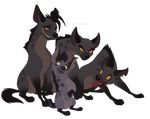  black_hair black_lips black_nose disney female feral fur grey_fur group hair hyena kitchiki male mammal open_mouth paws sitting smile the_lion_king tranparent_background yellow_eyes 