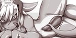  animal_genitalia anthro blush erection genital_slit greyscale hair hanea looking_at_viewer lying male monochrome nude on_side penis pose precum scalie seductive slit solo tongue tongue_out はね 